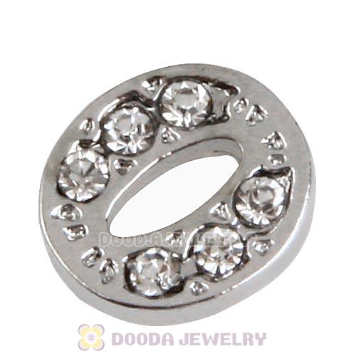 Platinum Plated Alloy Letter O with Crystal Floating Locket Charms Wholesale