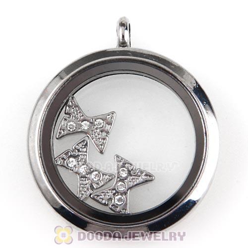 Platinum Plated Alloy Letter X with Crystal Floating Locket Charms Wholesale