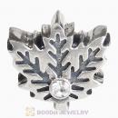 European Sterling Silver Maple Leaf Beads with Clear Austrian Crystal