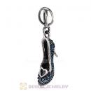 Sterling Silver Cinderella Slipper Dangle Beads with Montana Austrian Crystal