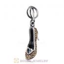 Sterling Silver Cinderella Slipper Dangle Beads with Light Colorado Topaz Austrian Crystal