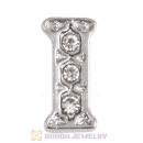 Platinum Plated Alloy Letter I with Crystal Floating Locket Charms Wholesale