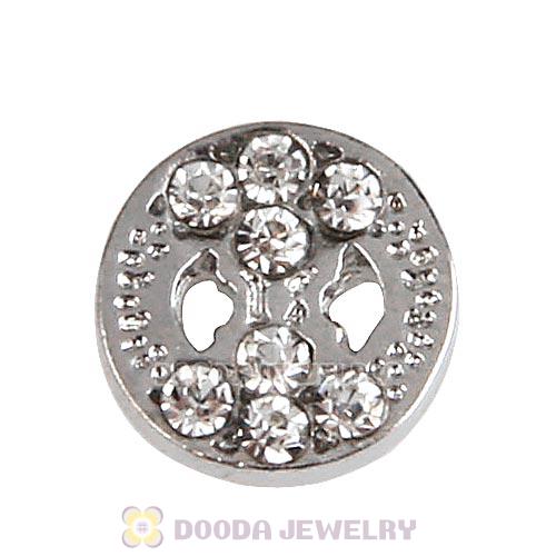 Platinum Plated Alloy Greek Letter Theta with Crystal Floating Locket Charms Wholesale