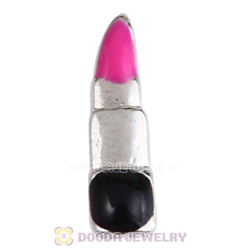 Platinum Plated Alloy Enamel Lipstick Floating Locket Charms Wholesale