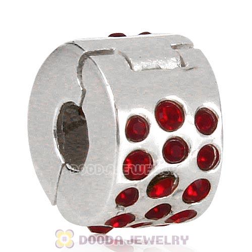 Sterling Silver Glimmer Clip Beads with Siam Austrian Crystal European Style