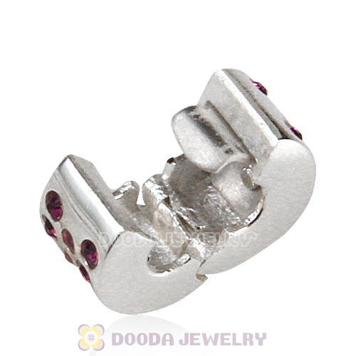 Sterling Silver Glimmer Clip Beads with Amethyst Austrian Crystal European Style