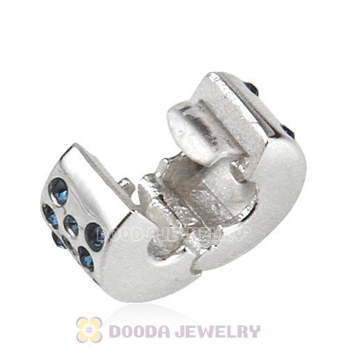 Sterling Silver Glimmer Clip Beads with Montana Austrian Crystal European Style