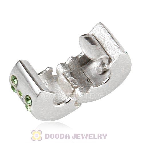 Sterling Silver Glimmer Clip Beads with Peridot Austrian Crystal European Style