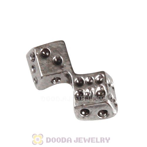 Platinum Plated Alloy Dice Floating Locket Charms Wholesale