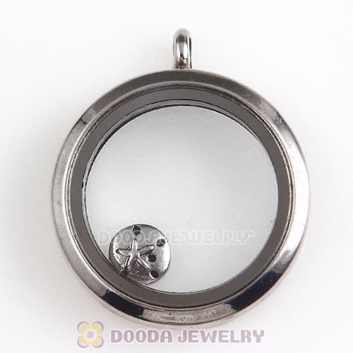 Platinum Plated Alloy Enamel Sand dollar Floating Locket Charms Wholesale
