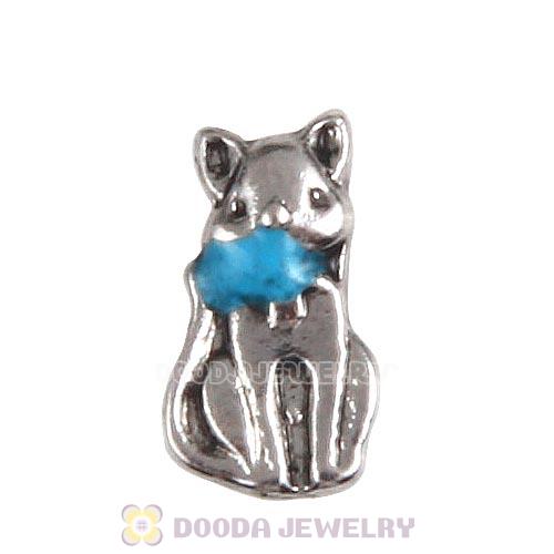 Platinum Plated Alloy Enamel Cat Floating Locket Charms Wholesale