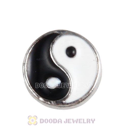 Platinum Plated Alloy Enamel Yin yang Floating Locket Charms Wholesale