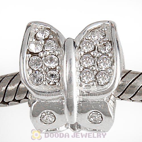 Sterling Silver Flutter Sky Bead with Clear Austrian Crystal