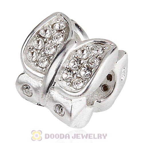 Sterling Silver Flutter Sky Bead with Clear Austrian Crystal