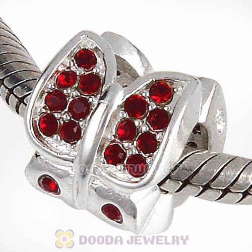 Sterling Silver Flutter Sky Bead with Siam Austrian Crystal