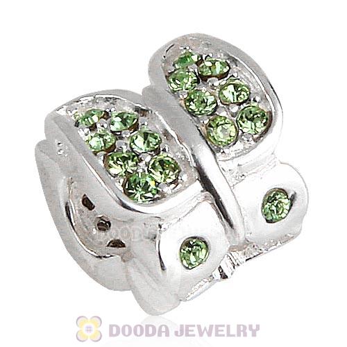 Sterling Silver Flutter Sky Bead with Peridot Austrian Crystal