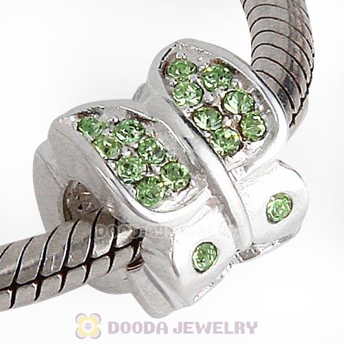 Sterling Silver Flutter Sky Bead with Peridot Austrian Crystal
