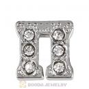 Platinum Plated Alloy Greek Letter Pi with Crystal Floating Locket Charms Wholesale