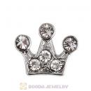 Platinum Plated Alloy Crown with Crystal Floating Locket Charms Wholesale