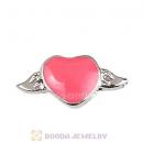 Platinum Plated Alloy Enamel Heart with wings Floating Locket Charms Wholesale