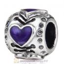 925 Sterling Silver Enamel Blue 4 Heart Charm Bead European compatible