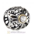 Sterling and Gold Plated Vintage Allure Beads with Clear Austrian Crystal
