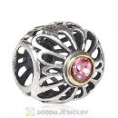 Sterling and Gold Plated Vintage Allure Beads with Light Rose Austrian Crystal