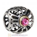 Sterling and Gold Plated Vintage Allure Beads with Rose Austrian Crystal
