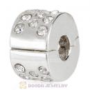 Sterling Silver Glimmer Clip Beads with Clear Austrian Crystal European Style