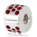 Sterling Silver Glimmer Clip Beads with Siam Austrian Crystal European Style