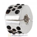 Sterling Silver Glimmer Clip Beads with Jet Austrian Crystal European Style