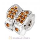 Sterling Silver Flutter Sky Bead with Topaz Austrian Crystal