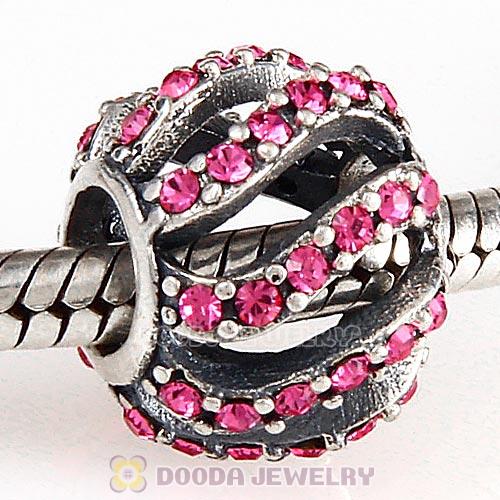 Sterling Silver Winter Wisp Bead with Rose Austrian Crystal