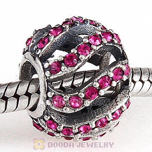 Sterling Silver Winter Wisp Bead with Fuchsia Austrian Crystal