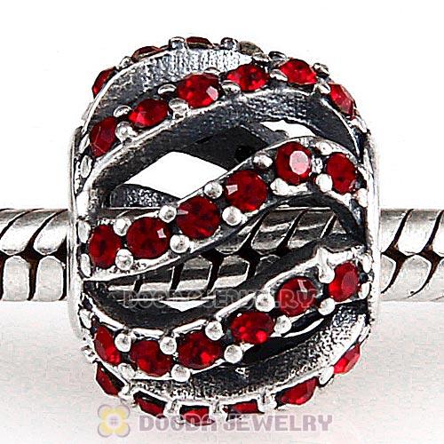 Sterling Silver Winter Wisp Bead with Siam Austrian Crystal