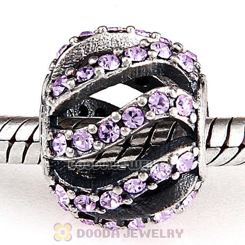 Sterling Silver Winter Wisp Bead with Violet Austrian Crystal