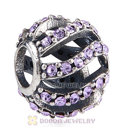 Sterling Silver Winter Wisp Bead with Violet Austrian Crystal