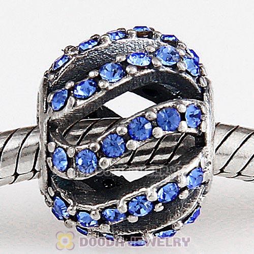 Sterling Silver Winter Wisp Bead with Sapphire Austrian Crystal