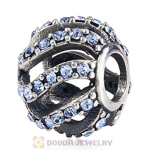 Sterling Silver Winter Wisp Bead with Light Sapphire Austrian Crystal