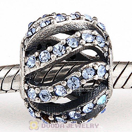 Sterling Silver Winter Wisp Bead with Aquamarine Austrian Crystal