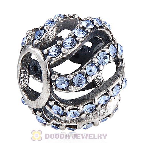 Sterling Silver Winter Wisp Bead with Aquamarine Austrian Crystal