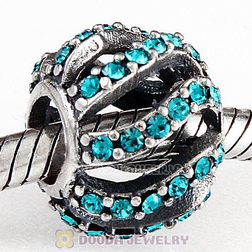 Sterling Silver Winter Wisp Bead with Blue Zircon Austrian Crystal