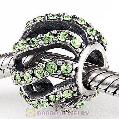 Sterling Silver Winter Wisp Bead with Peridot Austrian Crystal