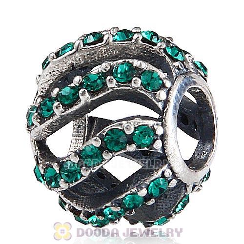 Sterling Silver Winter Wisp Bead with Emerald Austrian Crystal