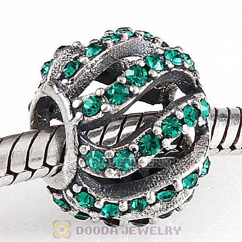 Sterling Silver Winter Wisp Bead with Emerald Austrian Crystal