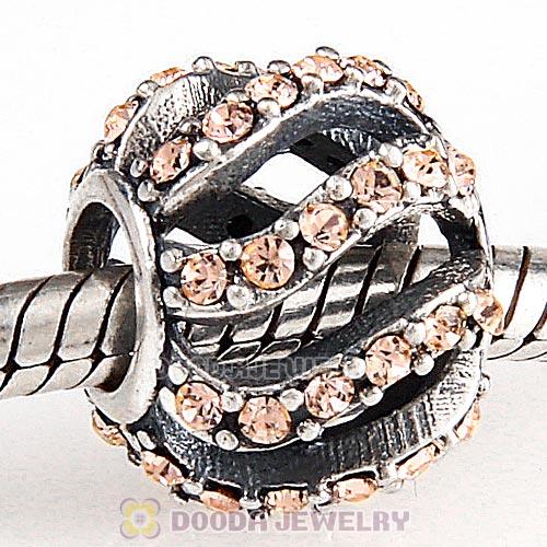 Sterling Silver Winter Wisp Bead with Light Peach Austrian Crystal