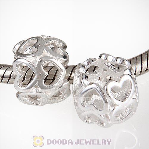 European Style Sterling Silver Delicate Hearts Beads Wholesale