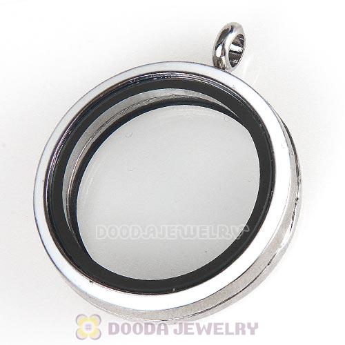 Platinum Plated Alloy Glass Floating Locket Pendant White Face