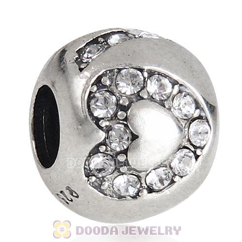 Sterling Silver Surrounded by Love with Clear Austrian Crystal Charm