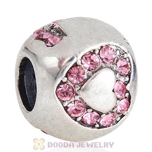 Sterling Silver Surrounded by Love with Light Rose Austrian Crystal Charm